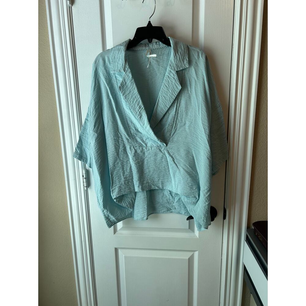 Light Blue Anthropologie Blouse Dolman Sleeve Oversized